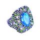 London Blue Topaz, Blue Sapphire, Chrome Diopside Natural Gemstone 925 Sterling Silver Cocktail Ring Fashion Jewelry 62 (19.7)/ T 1/2