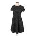 Ann Taylor LOFT Casual Dress - A-Line High Neck Short sleeves: Black Dresses - Women's Size 6