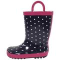 Hudson Baby Kids Rain Boots, Navy Dots Pink, 7 US Unisex Toddler