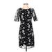 IMNYC Isaac Mizrahi Casual Dress - Sheath Crew Neck Short sleeves: Black Floral Dresses - Women's Size 2