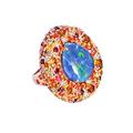 Triplet Fire Opal, Multi Sapphire, Tourmaline, Carnelian Natural Gemstone 925 Sterling Silver Handmade Ring Antique Gift 54 (17.2)/ N 1/2