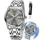Taxau Men's Watch Stainless Steel Quartz Watches for Men Roman Numerals Diamond Big Dial Men Watch Fashion Dress Day Date Waterproof Men's Watches, 8401-silver grey, Minimalist
