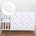 5 Piece Bedding Set Duvet Pillow with Covers & Cotton Sheet for 95x65 cm Baby Travel Cot (Stars Blue)