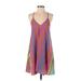 Amanda U. Casual Dress - Slip dress: Purple Stripes Dresses - Women's Size P