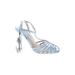 Zara Basic Heels: Blue Solid Shoes - Women's Size 37 - Open Toe