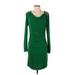 MICHAEL Michael Kors Casual Dress - Sheath Cowl Neck Long sleeves: Green Solid Dresses - Women's Size X-Small