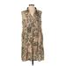 Native Youth Casual Dress - Shift V Neck Sleeveless: Tan Dresses - Women's Size Small