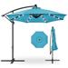 10ft Solar LED Offset Hanging Market Patio Umbrella for Backyard, Lawn & Garden w/Easy Tilt Adjustment, Polyester Shade, 8 Ribs