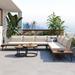 6-Piece Outdoor Sectional Sofa Set with Round Nesting Coffee Tables