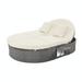 Rattan Patio Daybed with Cushions, Reclining Chaise Lounge, Foldable Trays