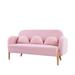 Teddy Velvet Loveseat Sofa Modern Sofa Couches Curved Armrest Recliner Settee with Lumbar Pillows for Bedroom, Pink