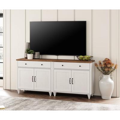 Farmhouse TV Stand for 75 inch TV, TV Console with Storage