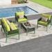 4-Piece Rope Patio Furniture Set with Tempered Glass Table,Patio Conversation Set with Thick Cushion