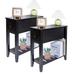 Narrow End Table, Black Side Table with Drawer, Slim Bed Side Table for Small Space/Night Stand Set of 2, Side Table for Couch