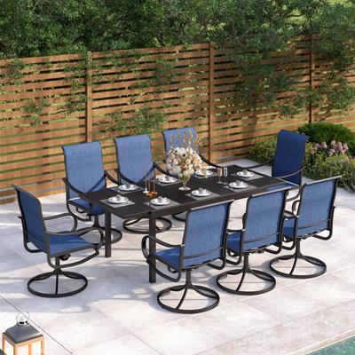 MAISON ARTS 7/9-Piece Patio Dining Furniture Set with Dining Swivel Chairs and 1 Expandable Outdoor Dining Rectangle Table