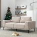 Accent Couches Linen Fabric Upholstered Loveseat Sofa Reclining Sofa with Iron Legs for Living Room Sofa Settee, Beige