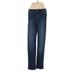 DG^2 by Diane Gilman Jeans - Mid/Reg Rise Straight Leg Boyfriend: Blue Bottoms - Women's Size 4 - Dark Wash