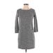 Tahari Casual Dress - Sweater Dress: Gray Marled Dresses - Women's Size X-Small