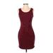 Romeo & Juliet Couture Cocktail Dress - Mini Scoop Neck Sleeveless: Burgundy Print Dresses - New - Women's Size Small