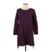 People Tree Casual Dress - Shift Scoop Neck 3/4 sleeves: Purple Stripes Dresses - Women's Size 8