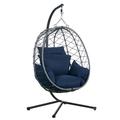 Dakota Fields Cilli Outdoor Single Person Egg Swing Chair w/ Steel Frame & Removable Cushions | 72.83 H x 39.37 W x 39.37 D in | Wayfair