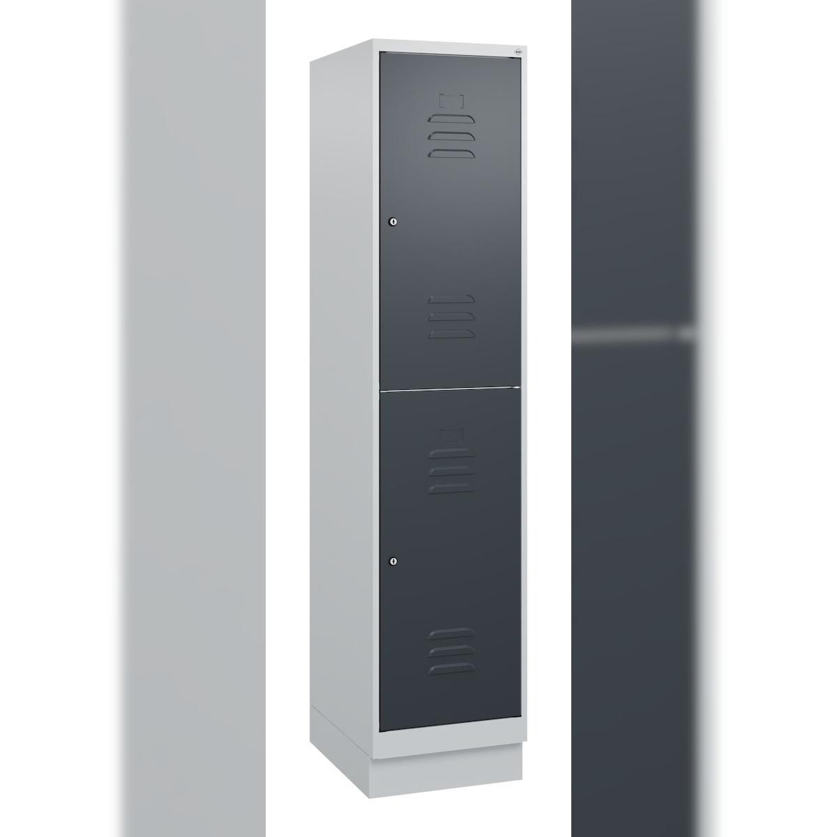 C+P Doppelstock-Spind Classic PLUS, Sockel, 1 Abteil, 1800x400x500mm, 7035/7016 Image