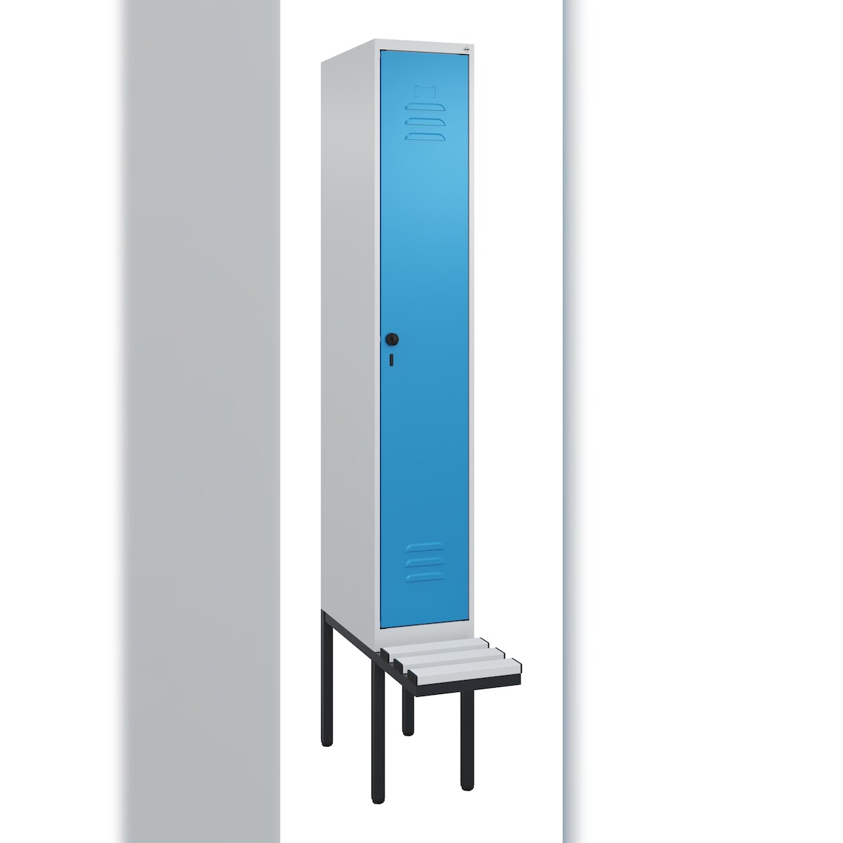 C+P Spind Classic PLUS, Bank, 1 Abteil, 2120x300x815mm, 7035/5012 Image