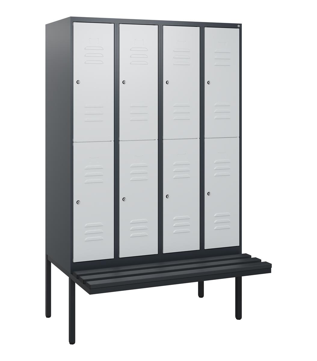 C+P Doppelstock-Spind Classic PLUS, Bank, 4 Abteile, 1950x1200x815mm, 7016/7035 Image