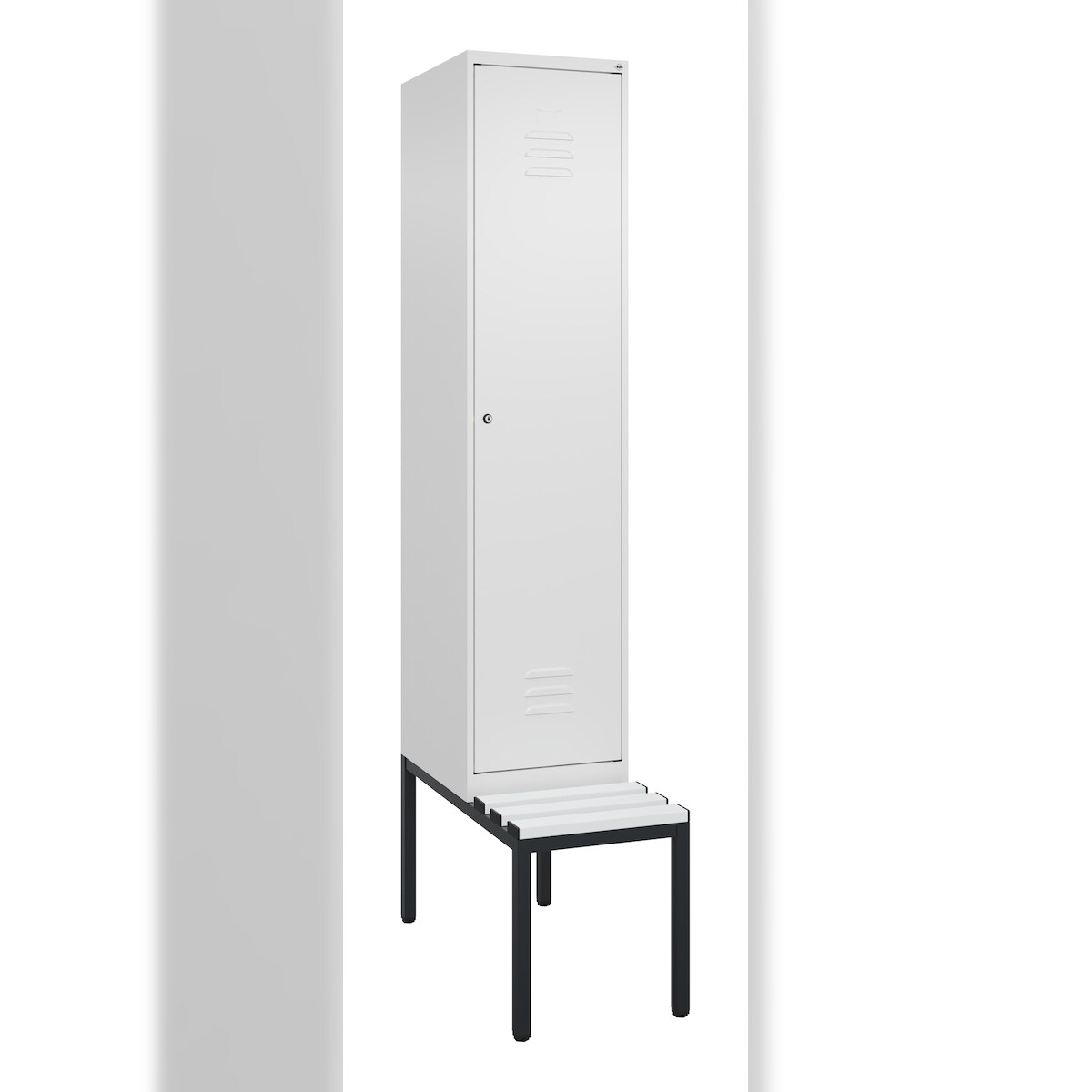 C+P Spind Classic PLUS, Bank, 1 Abteil, 2120x400x815mm, 9016/9016 Image