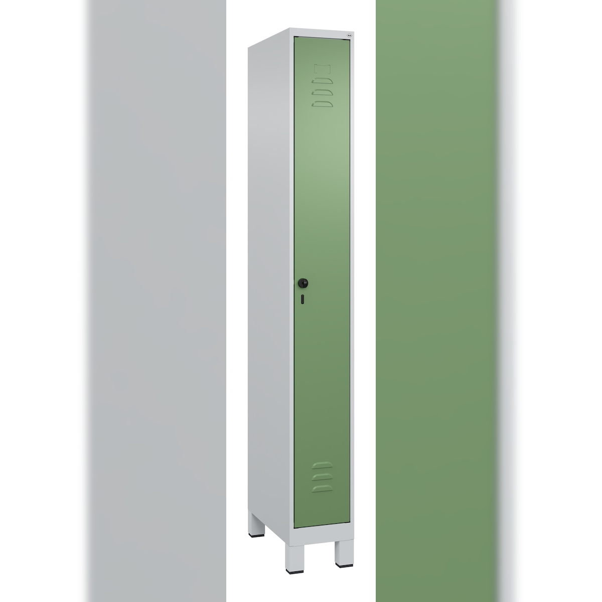 C+P Spind Classic PLUS, Füße, 1 Abteil, 1950x250x500mm, 7035/6011 Image