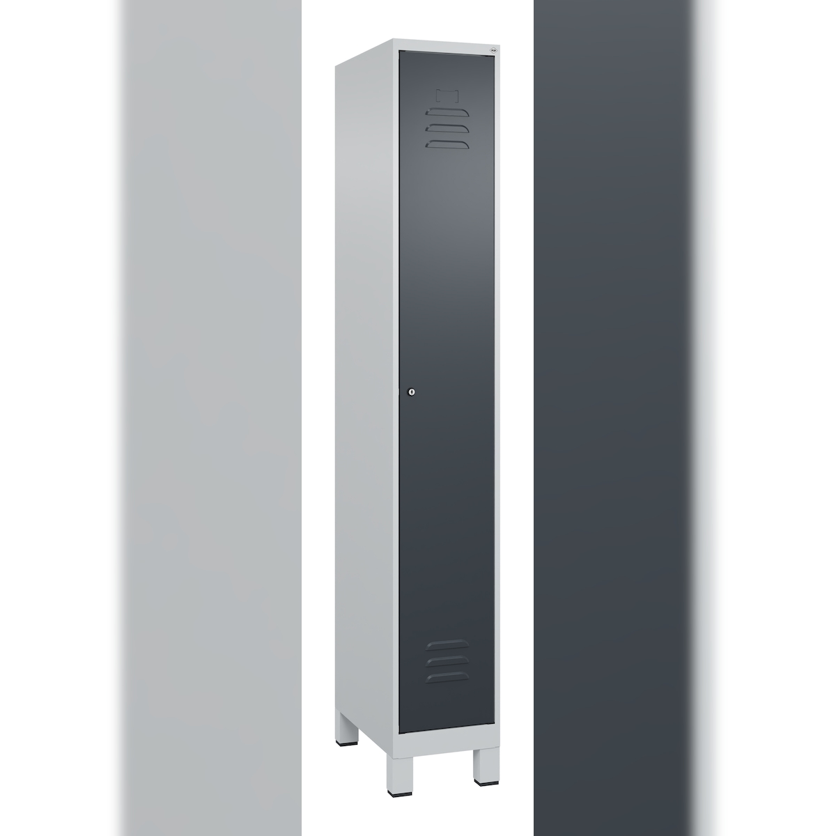 C+P Spind Classic PLUS, Füße, 1 Abteil, 1950x300x500mm, 7035/7016 Image