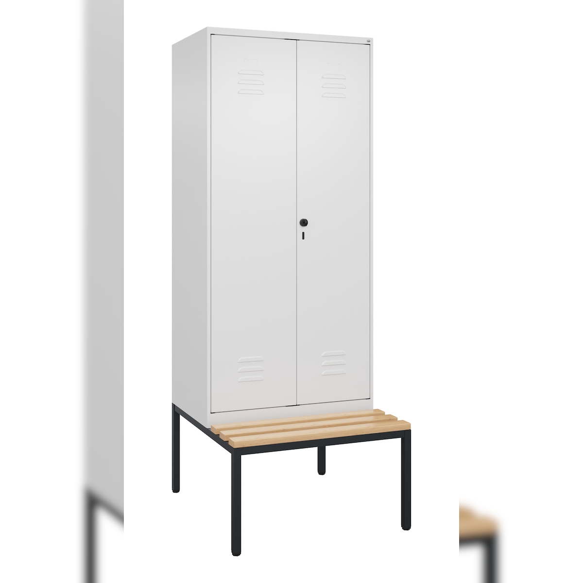 C+P PSA Doppel-Spind Classic PLUS, Bank, 2 Abteile, 2120x800x815mm, 9016/9016 Image