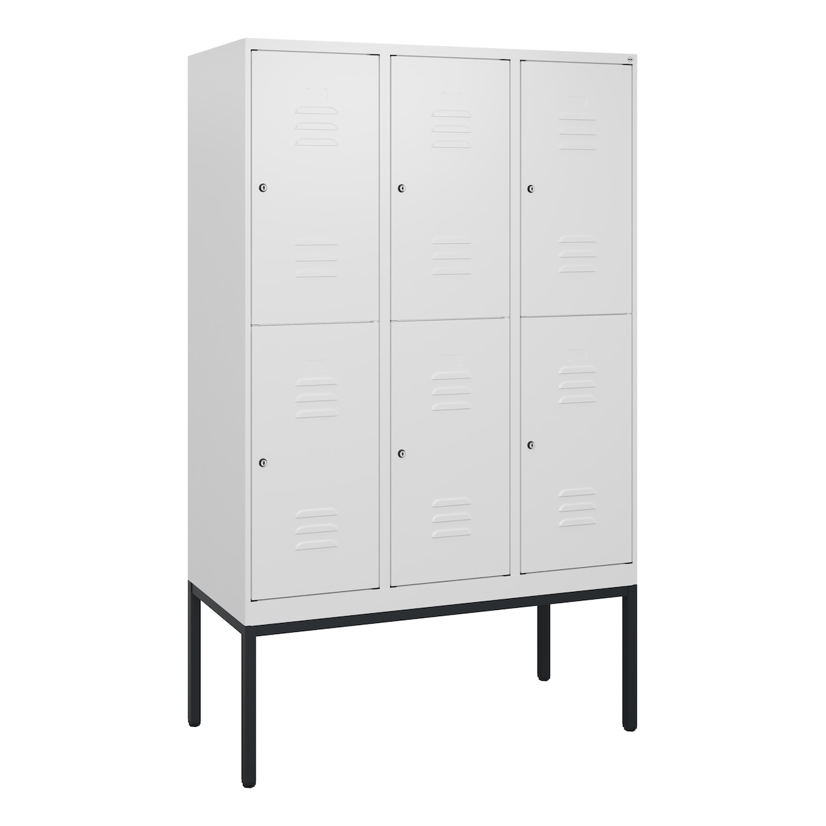 C+P Doppelstock-Spind Classic PLUS, Gestell, 3 Abteile, 1950x1200x500mm, 9016/90 Image