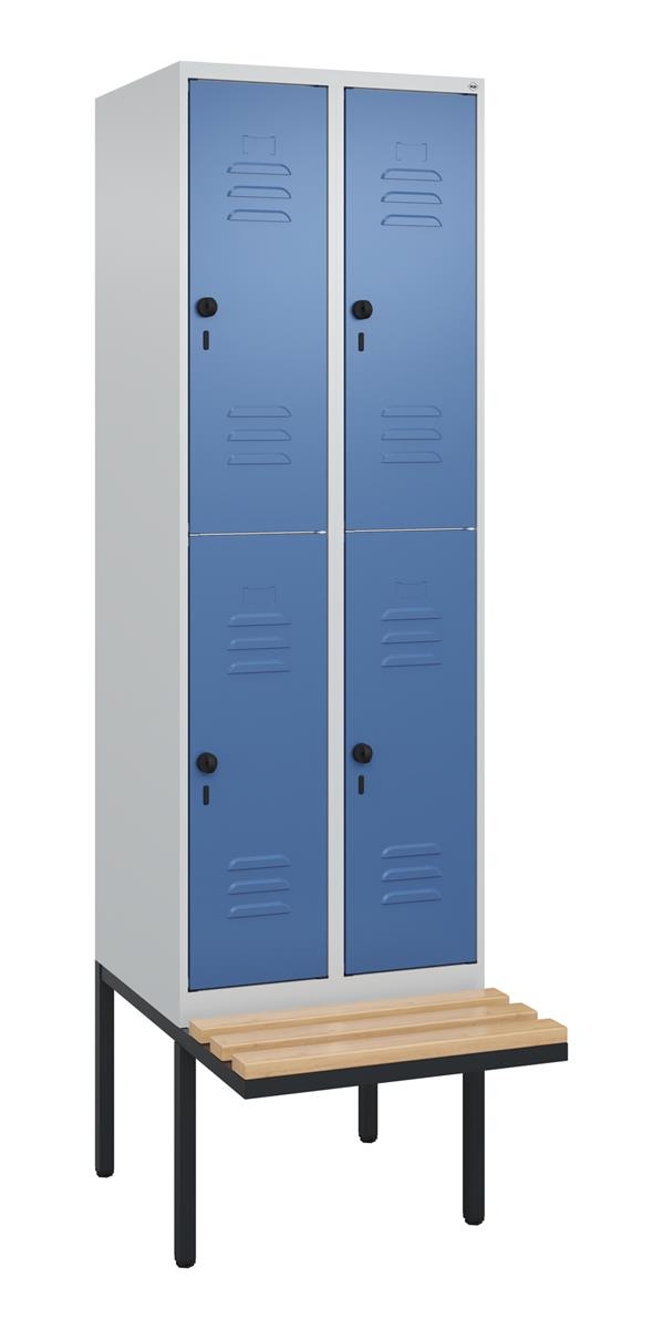 C+P Doppelstock-Spind Classic PLUS, Bank, 2 Abteile, 2120x600x815mm, 7035/5023 Image