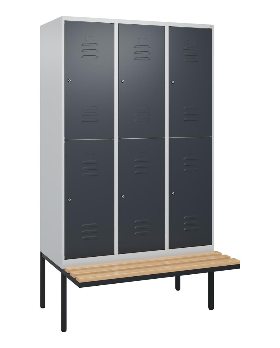 C+P Doppelstock-Spind Classic PLUS, Bank, 3 Abteile, 2120x1200x815mm, 7035/7016 Image