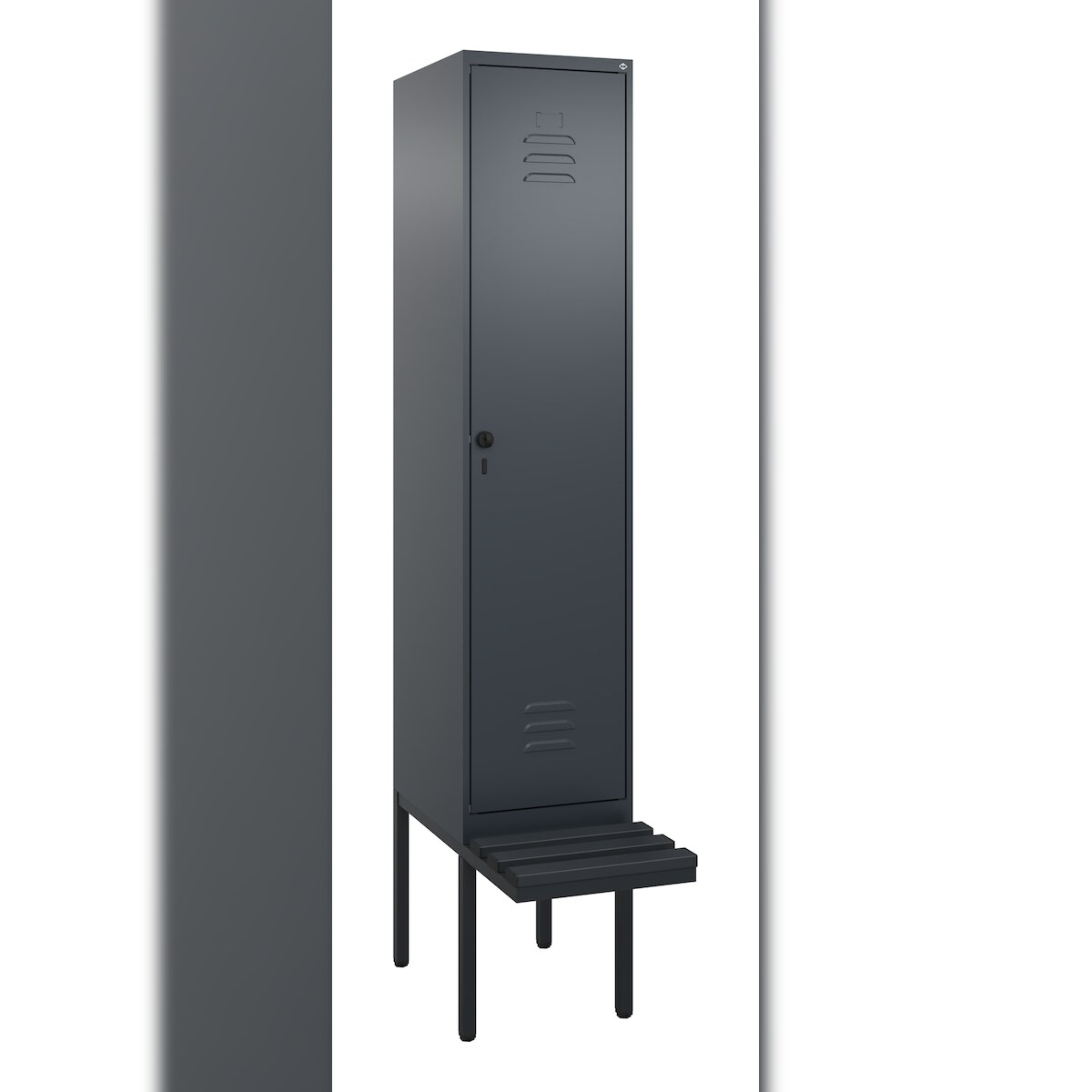 C+P Spind Classic PLUS, Bank, 1 Abteil, 2120x400x815mm, 7016/7016 Image