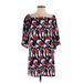 Trina Trina Turk Casual Dress - Shift Square 3/4 sleeves: Red Floral Dresses - Women's Size Small