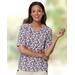 Appleseeds Women's Prima™ Cotton Abstract Floral Elbow-Sleeve Tee - Multi - PL - Petite