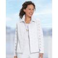 Appleseeds Women's Floral Eyelet Jacket - White - PXL - Petite