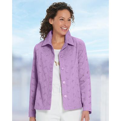 Appleseeds Women's Floral Eyelet Jacket - Purple -...