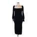 Charles Henry Casual Dress - Sweater Dress: Black Dresses - Women's Size X-Large