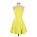 Elizabeth and James Casual Dress - Mini V Neck Sleeveless: Yellow Print Dresses - Women's Size 2