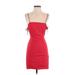 Zara Casual Dress - Bodycon Square Sleeveless: Red Print Dresses - Women's Size X-Small