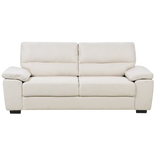 3-Sitzer Sofa Hellbeige Stoffbezug Breite Armlehnen Dicke Sitzkissen Modern Gemütlich Wohnzimmer Büro Sitzmöbel Couch Dreisitzer Polstersofa