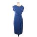 Nordstrom Rack Casual Dress - Sheath Scoop Neck Short sleeves: Blue Print Dresses - Women's Size Medium