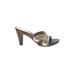 White House Black Market Mule/Clog: Slip-on Chunky Heel Boho Chic Gold Shoes - Women's Size 8 - Open Toe