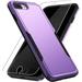 Heavy Duty Phone Case Designed for Apple iPhone 8 Plus 7 Plus Case with 1Pc Tempered Glass Screen Protector Shockproof Dropproof Anti-Scratch Phone Case Cover for Apple iPhone 8 Plus 7 Plus Purple
