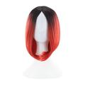 marioyuzhang Half Wigs for Red Women Human Hair Wig Bundles Party Wig Gradient Short Straight Hair Highlight Female Wig Cosplay Wig Realistic Straight with Flat Bangs Synthetic Colorful Cosplay