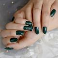 ELEVENAIL Natural Glossy Dark Green Press On False Nails Short Oval Acrylic Nail Art Tips Salon Women Girls DIY Manicure Daily Reusable Stick On Fake Nails for Daily Office Home Party