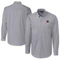 Men's Cutter & Buck Charcoal Rochester Red Wings Big Tall Easy Care Stretch Gingham Long Sleeve Button-Down Shirt